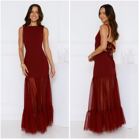 NWT Hello Molly Chic Whispers Maxi Dress Burgundy XL/10 - Picture 2 of 11